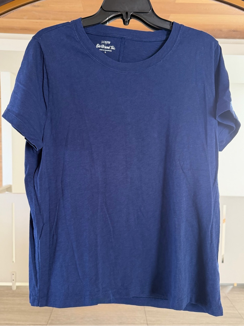 J Crew Girlfriend Crewneck Cotton Short Sleeve Tee Bright Indigo Large - Picture 3 of 7